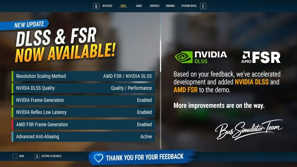 Bus Simulator 27 DLSS ve FSR güncellemesi görseli (1)
