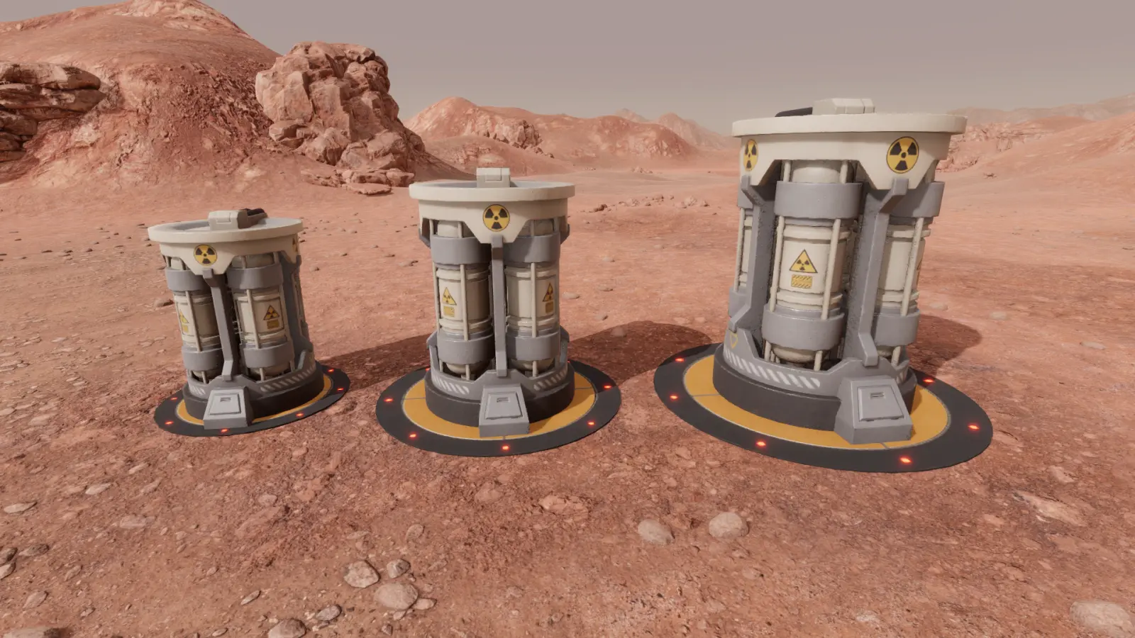 Planetbase 2 nükleer reaktörünün üç farklı boyutu