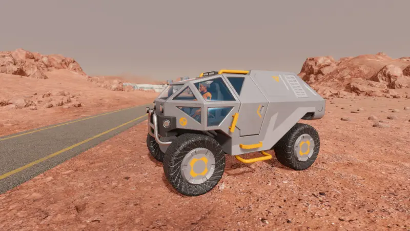 Planetbase 2 araçları arasındaki basınçlı kamyon Mars yüzeyinde