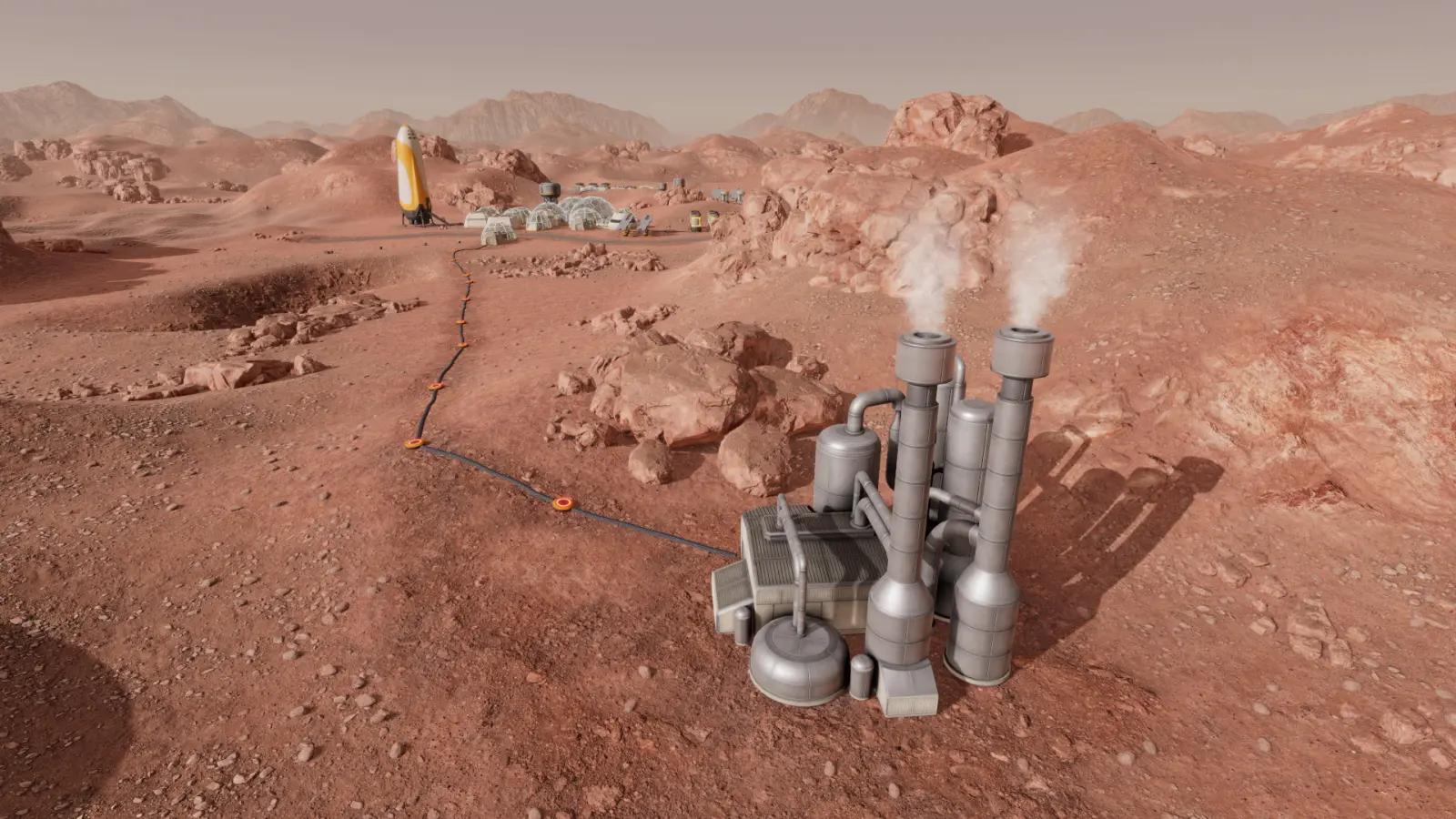 Planetbase 2 jeotermal santrali Mars yüzeyinde kurulu