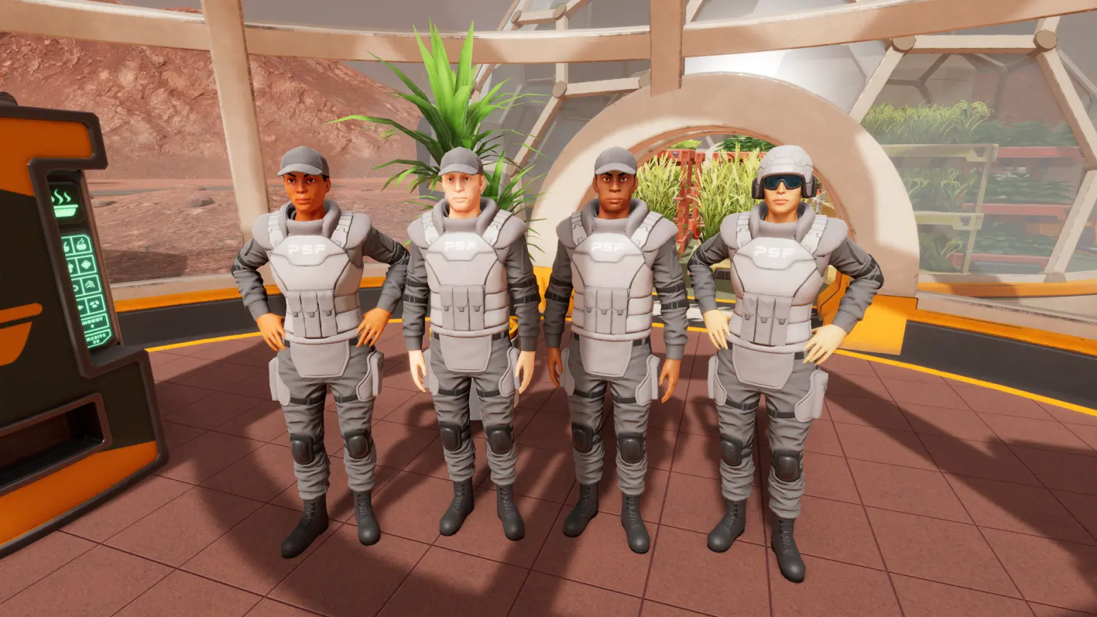 Planetbase 2 güvenlik ekibi koloniyi denetlerken