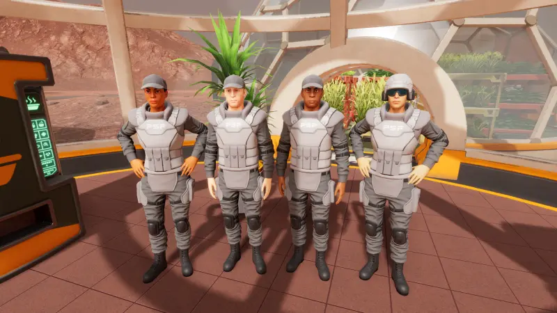 Planetbase 2 güvenlik ekibi koloniyi denetlerken