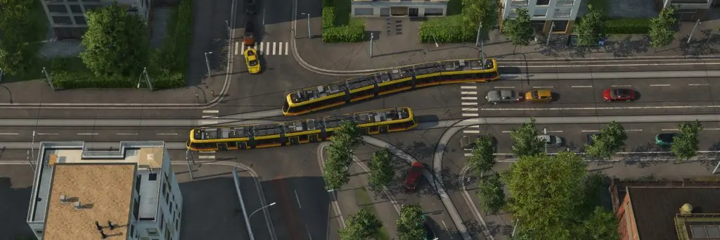 Transport Fever 3 şehir içi yol ağı, tramvay hattı ve yaya geçitleriyle birlikte